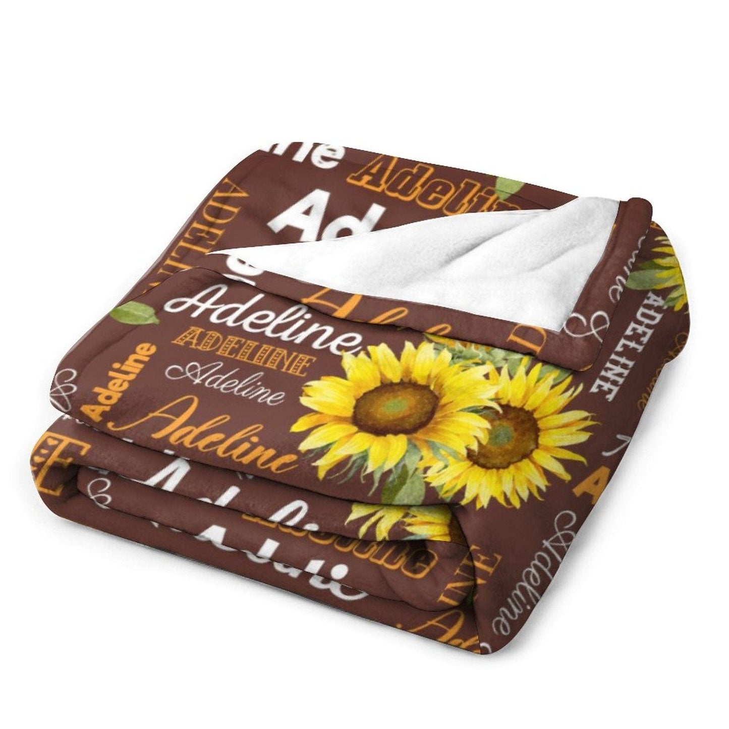 Personalized Customized Name Sunflower Blanket for Kids Baby Family