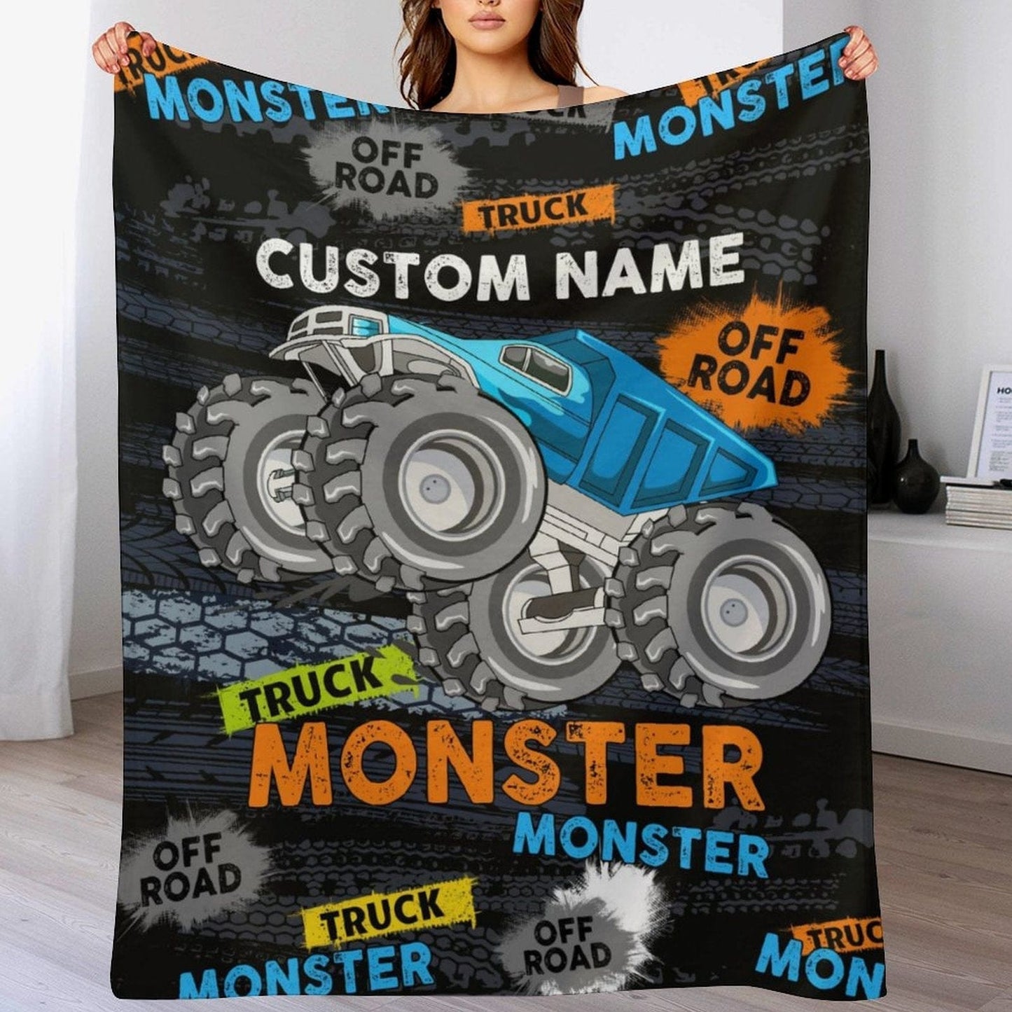 We pay shipping✈️Custom Name Cartoon Truck Blanket