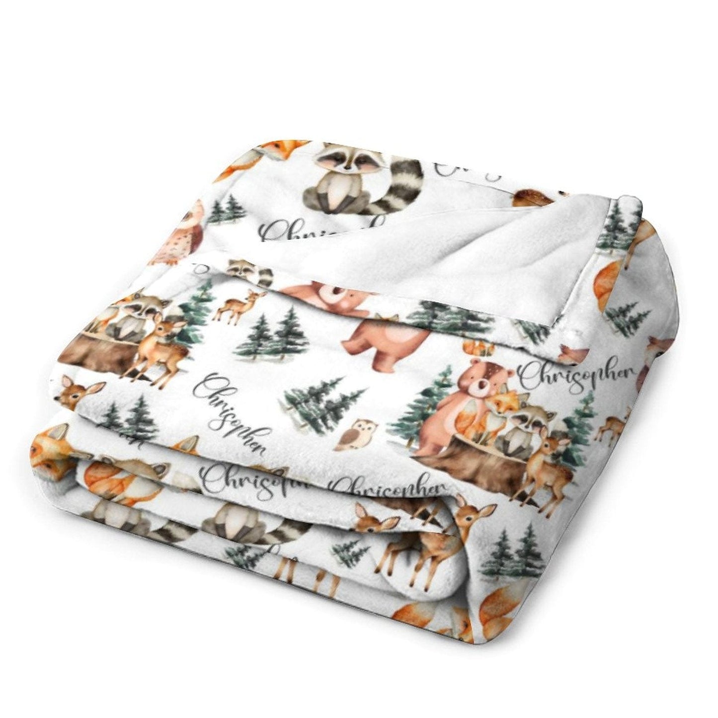 Personalized Woodland Animal Custom Baby Blanket