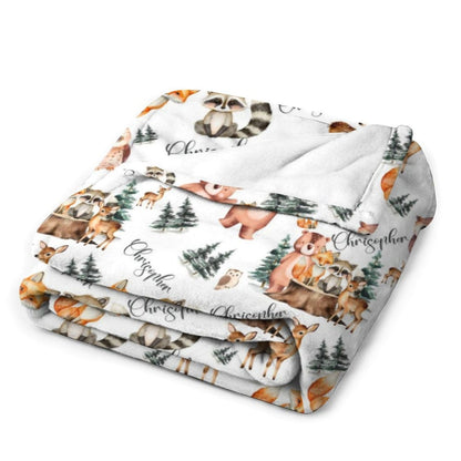 Personalized Woodland Animal Custom Baby Blanket