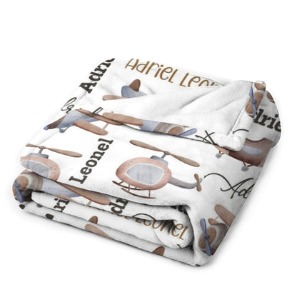 Personalized Name Airplanes Baby Blanket