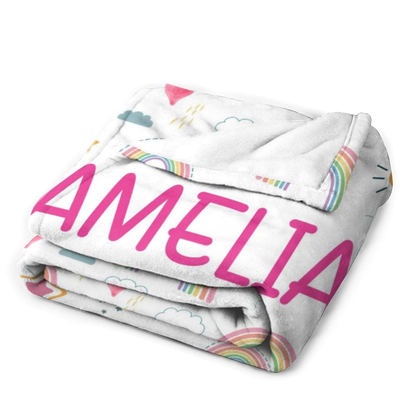 Personalized Custom Name Baby Toddler Rainbow Blanket