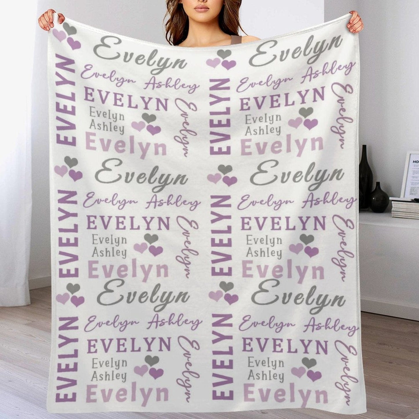 We pay shipping✈️ Personalized Heart-Shaped Name Custom Baby Blanket