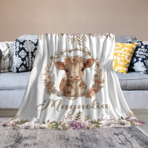 Cow Personalized Blanket - Gift for Baby - Virudhaka