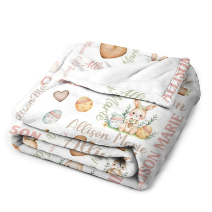 Personalized Bunny Easter name blanket