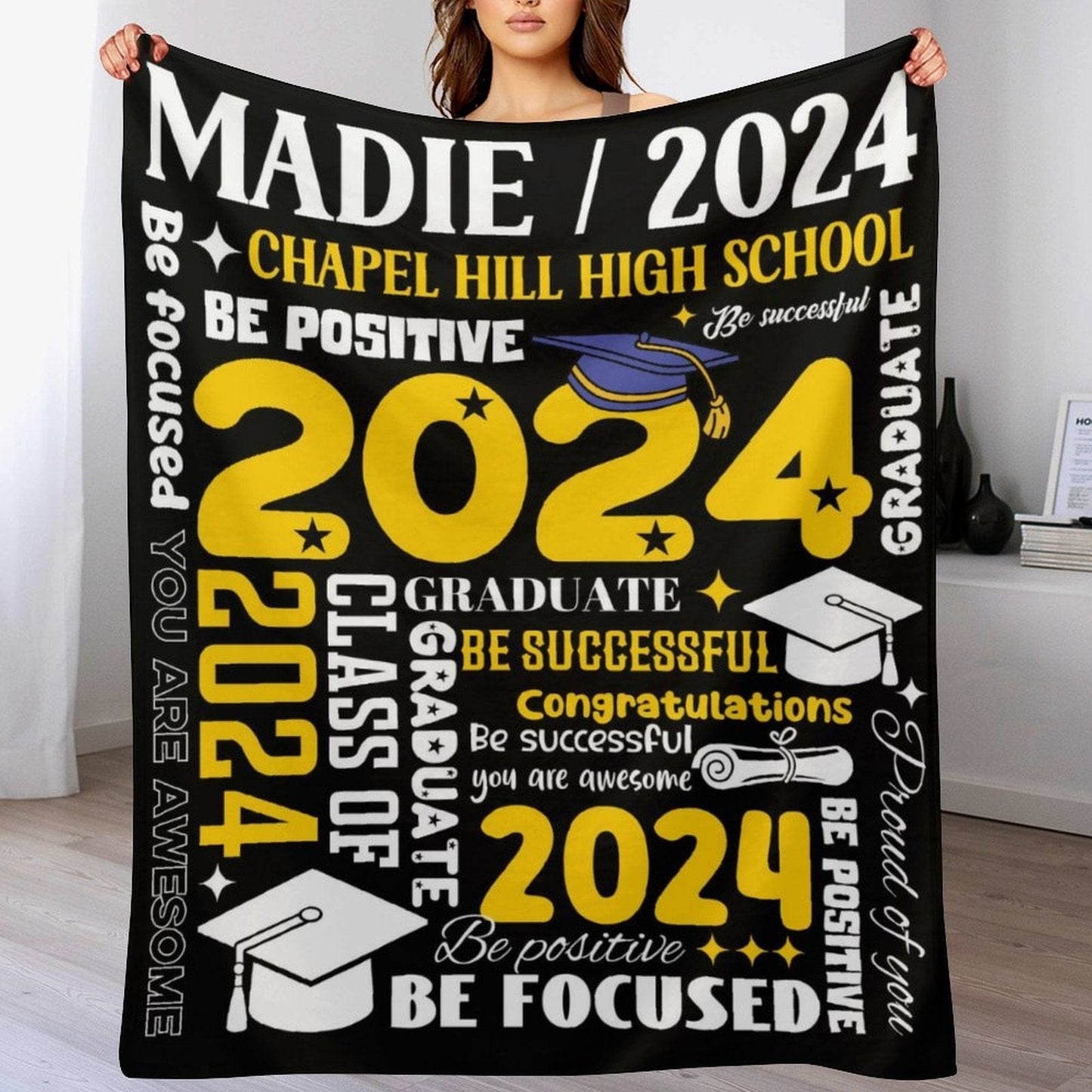 Graduation Gift Custom Name Blanket