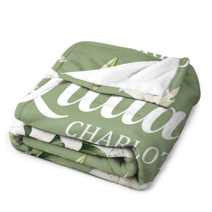 White Lily Floral Personalized Baby Blanket