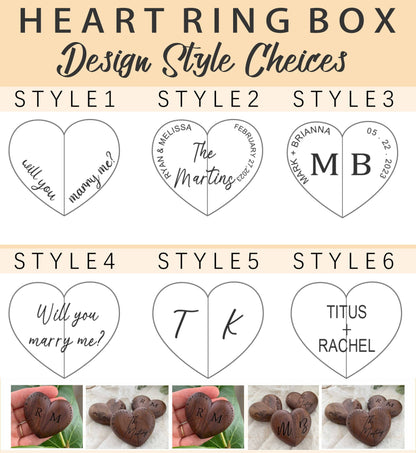 Custom Engraved Wood Heart Ring Box