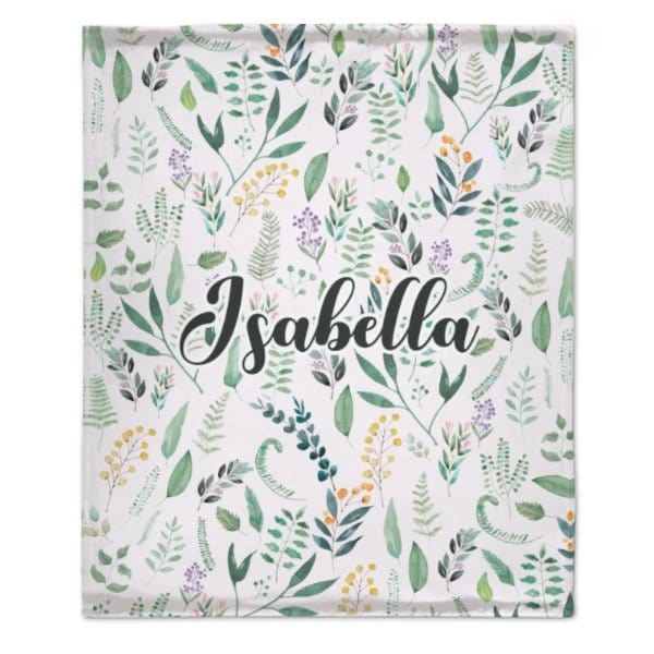 Name Custom Personalized Green Leaf Plant Blanket - Gift for Family and Friends - Virudhaka