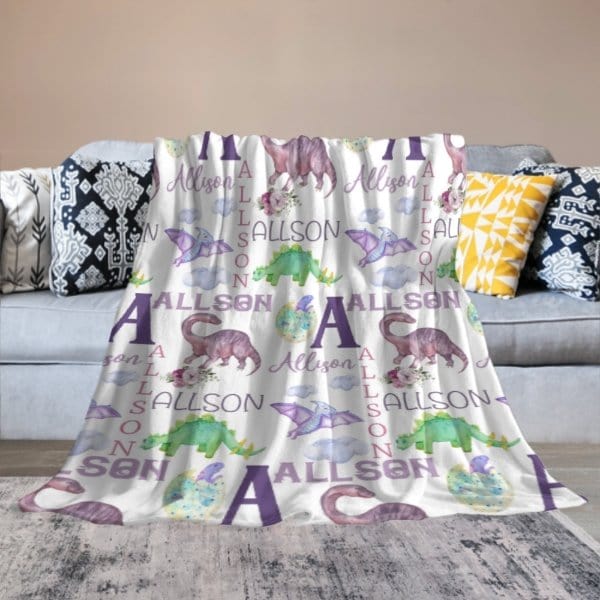 Personalized Name Dinosaur Blanket - Gifts for Kids - Virudhaka