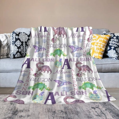 Personalized Name Dinosaur Blanket - Gifts for Kids - Virudhaka