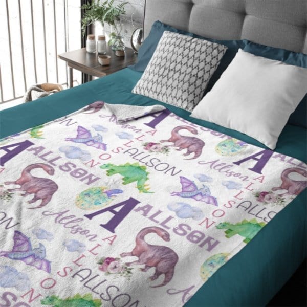 Personalized Name Dinosaur Blanket - Gifts for Kids - Virudhaka