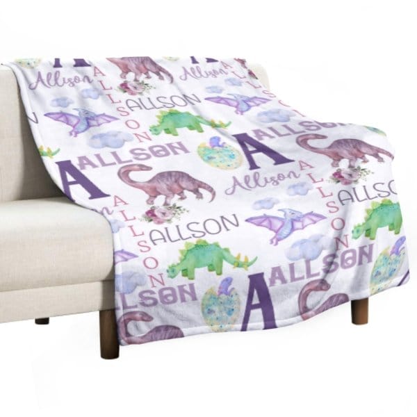 Personalized Name Dinosaur Blanket - Gifts for Kids - Virudhaka