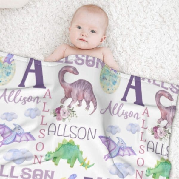Personalized Name Dinosaur Blanket - Gifts for Kids - Virudhaka