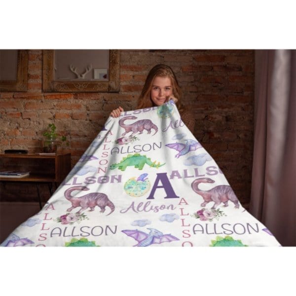 Personalized Name Dinosaur Blanket - Gifts for Kids - Virudhaka