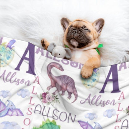 Personalized Name Dinosaur Blanket - Gifts for Kids - Virudhaka