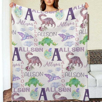 Personalized Name Dinosaur Blanket - Gifts for Kids - Virudhaka