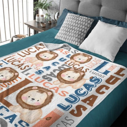 Personalized Name Lion Baby Blanket - Gifts for Kids - Virudhaka