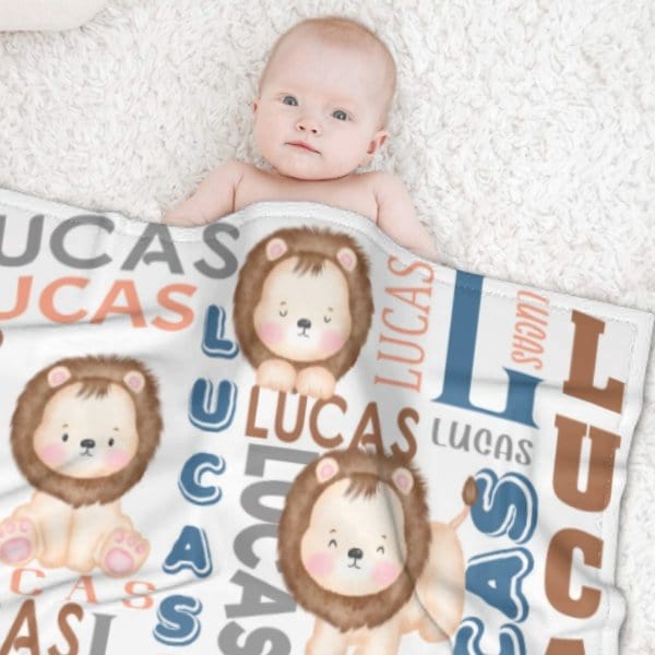 Personalized Name Lion Baby Blanket - Gifts for Kids - Virudhaka