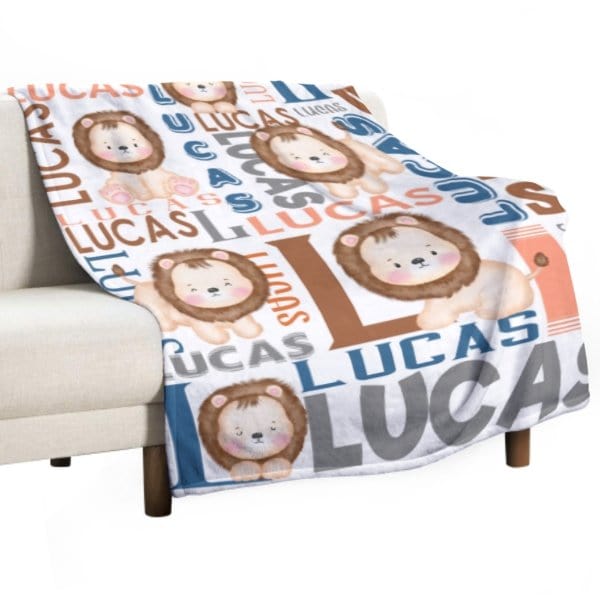 Personalized Name Lion Baby Blanket - Gifts for Kids - Virudhaka