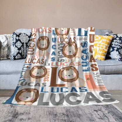 Personalized Name Lion Baby Blanket - Gifts for Kids - Virudhaka