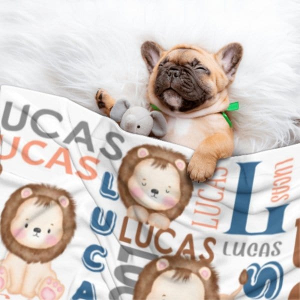 Personalized Name Lion Baby Blanket - Gifts for Kids - Virudhaka