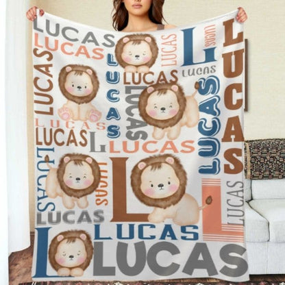 Personalized Name Lion Baby Blanket - Gifts for Kids - Virudhaka