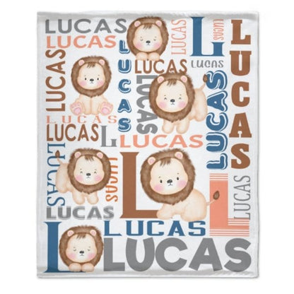 Personalized Name Lion Baby Blanket - Gifts for Kids - Virudhaka