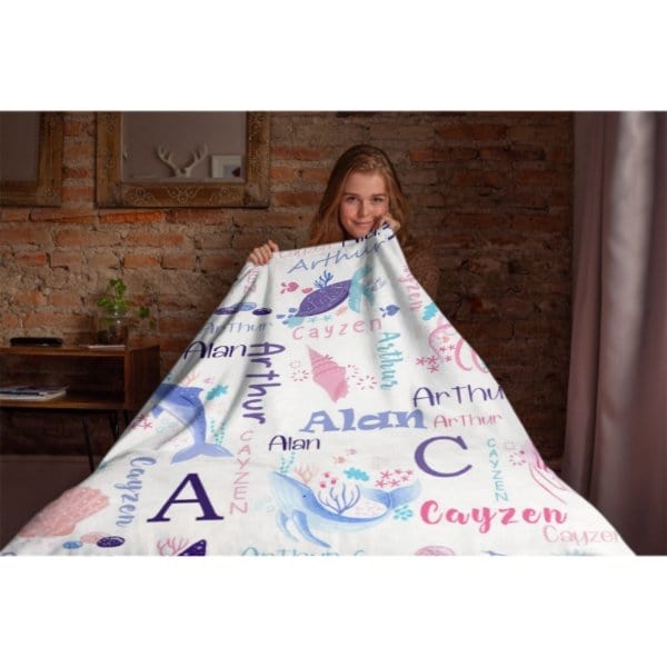 Personalized Sea Animal Blanket - Baby Birthday Gift - Virudhaka