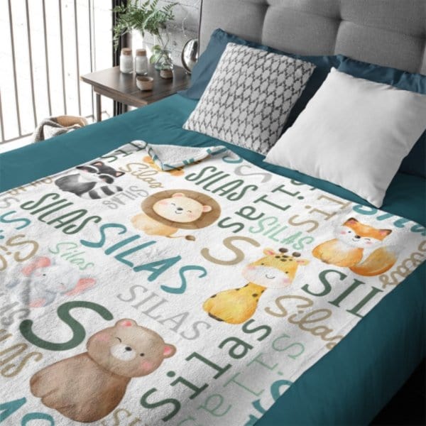 Personalized Woodland Animals Baby Blanket - Birthday Gifts for Baby Kids - Virudhaka