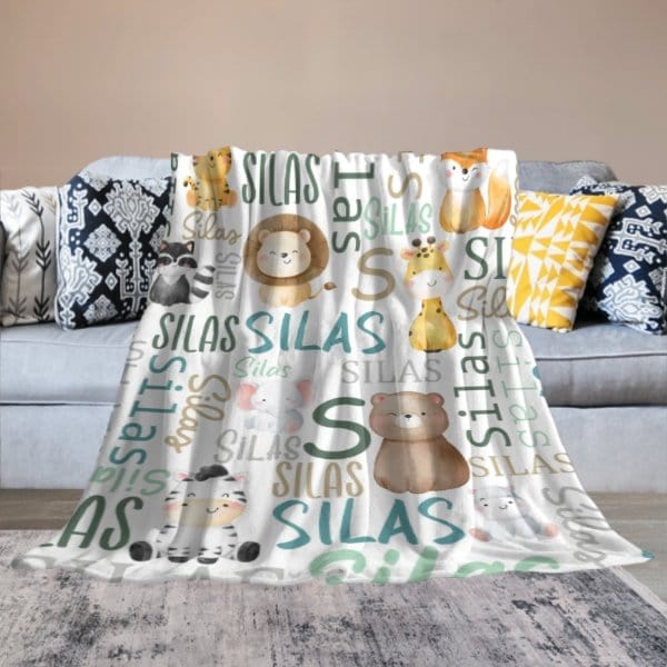 Personalized Woodland Animals Baby Blanket - Birthday Gifts for Baby Kids - Virudhaka