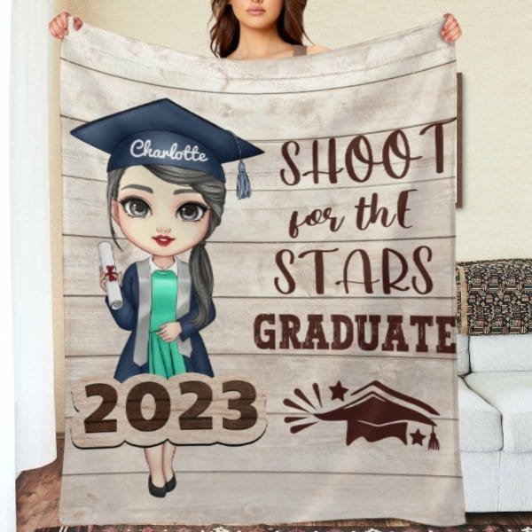 Shoot For The Stars Graduate - Personalized Blanket - virudhaka