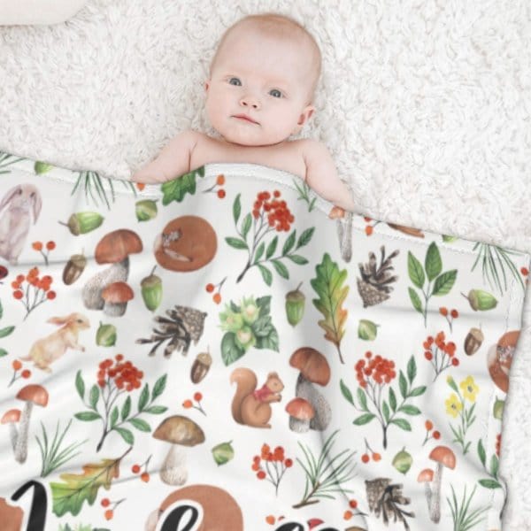 Vintage Forest Custom Name Blanket - Gifts for Baby - Virudhaka