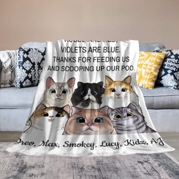 Violets Are Blue Thanks For Scooping Up Our Poo - Personalized Blanket - Virudhaka